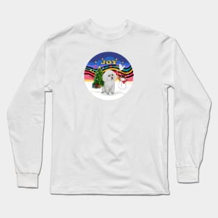 "Christmas Music Joy" with a White Toy Poodle Long Sleeve T-Shirt